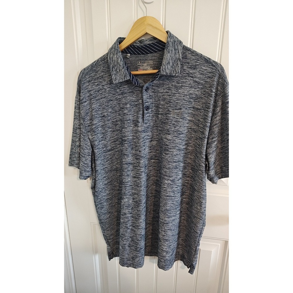 Under Armour Mens HeatGear Loose Fit Space Dye Polo Shirt XL Blue Used Gorpcore